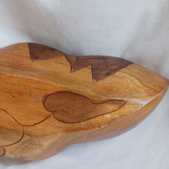 Vintage Monkeypod Wood Hand Carved Leaf Bowl 18 Inch - Picture 6 of 6